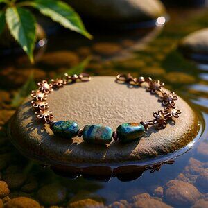 Handmade: Calsilica + Copper Floral Bracelet. Rustic yet Feminine Cottagecore